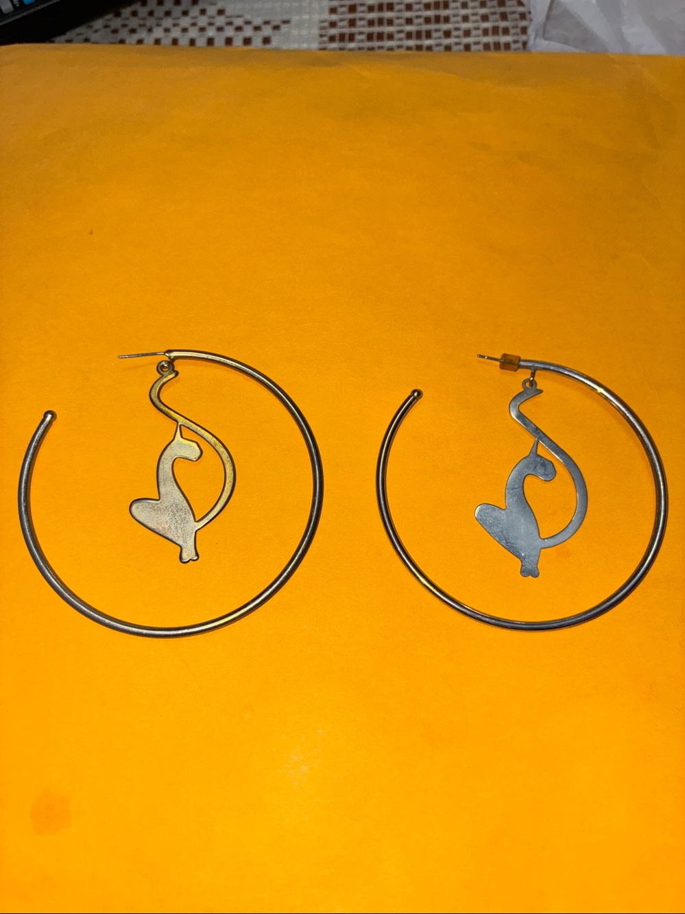 Y2K VINTAGE Baby Phat Silver Gold Hoops Loops Earrings - Picture 4 of 10